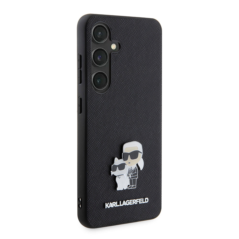 Калъф за Samsung Galaxy S24 S921, Karl Lagerfeld, Saffiano Karl & Choupette Metal, Черен