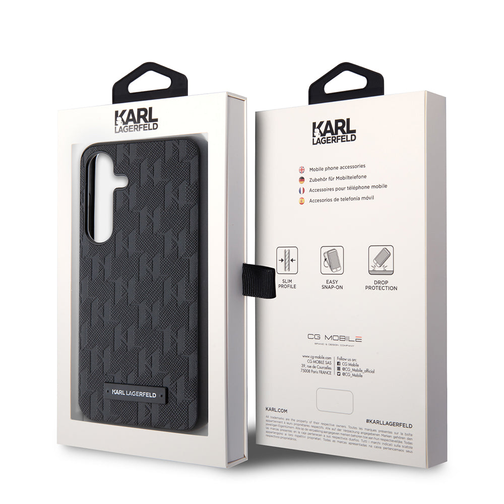 Калъф за Samsung Galaxy S24 S921, Karl Lagerfeld, Saffiano Mono Metal Logo, Черен