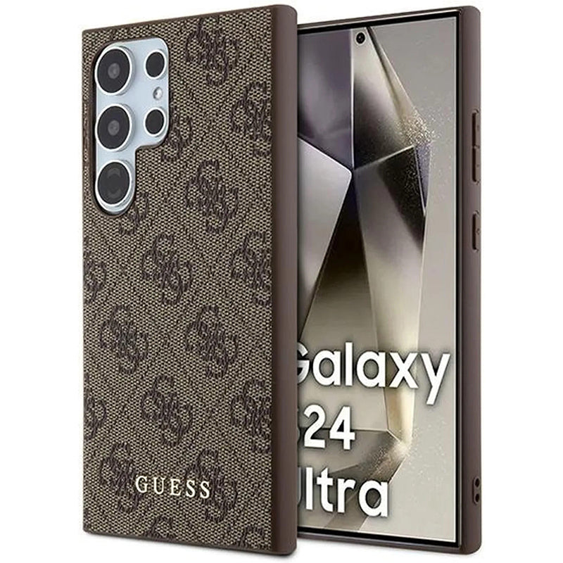 Калъф за Samsung Galaxy S24 Ultra S928, Guess, 4G Metal Gold Logo, Кафяв