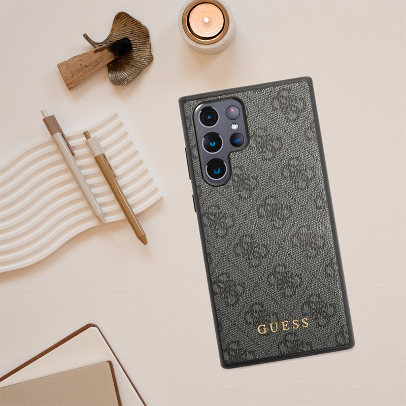 Калъф за Samsung Galaxy S24 Ultra S928, Guess, 4G Metal Gold Logo, Кафяв