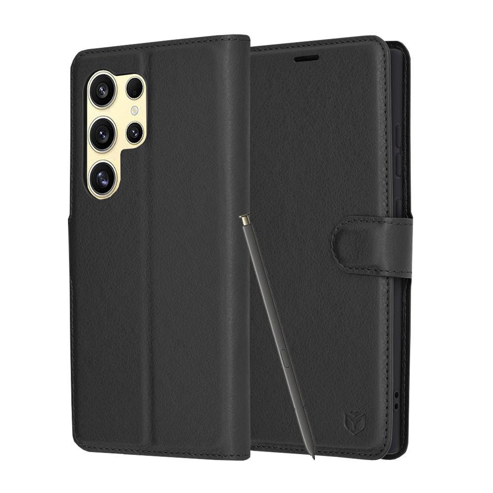 Калъф за Samsung Galaxy S24 Ultra S928, Techsuit, кожен портфейл, черен