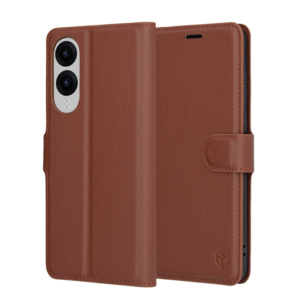 Калъф за Samsung Galaxy S25 Edge S937, Techsuit, кожен портфейл, кафяв