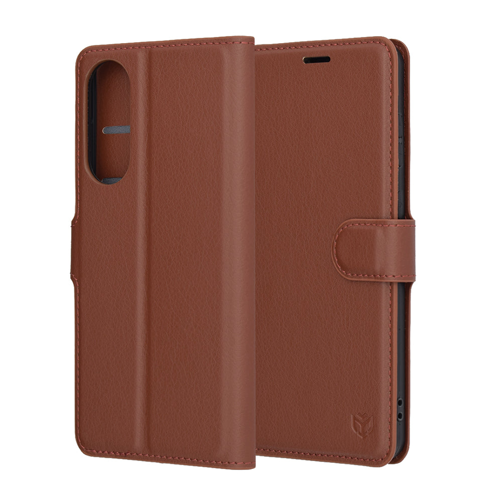 Калъф за Samsung Galaxy S25 Edge S937, Techsuit, кожен портфейл, кафяв