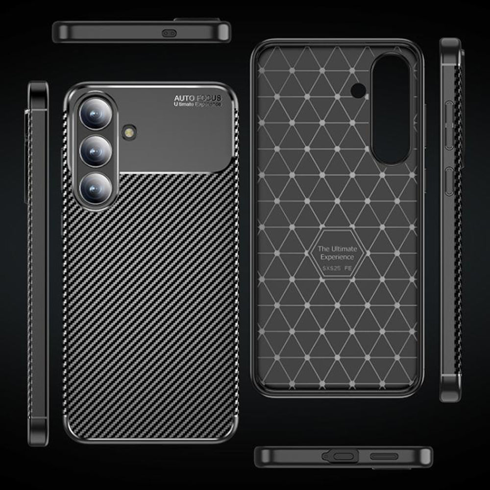 Калъф за Samsung Galaxy S25 FE, Techsuit, CarbonFiber, Черен