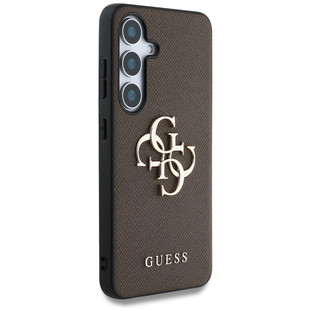 Калъф за Samsung Galaxy S25+ S936, Guess, 4G Grained Big and Classic Logo, Кафяв