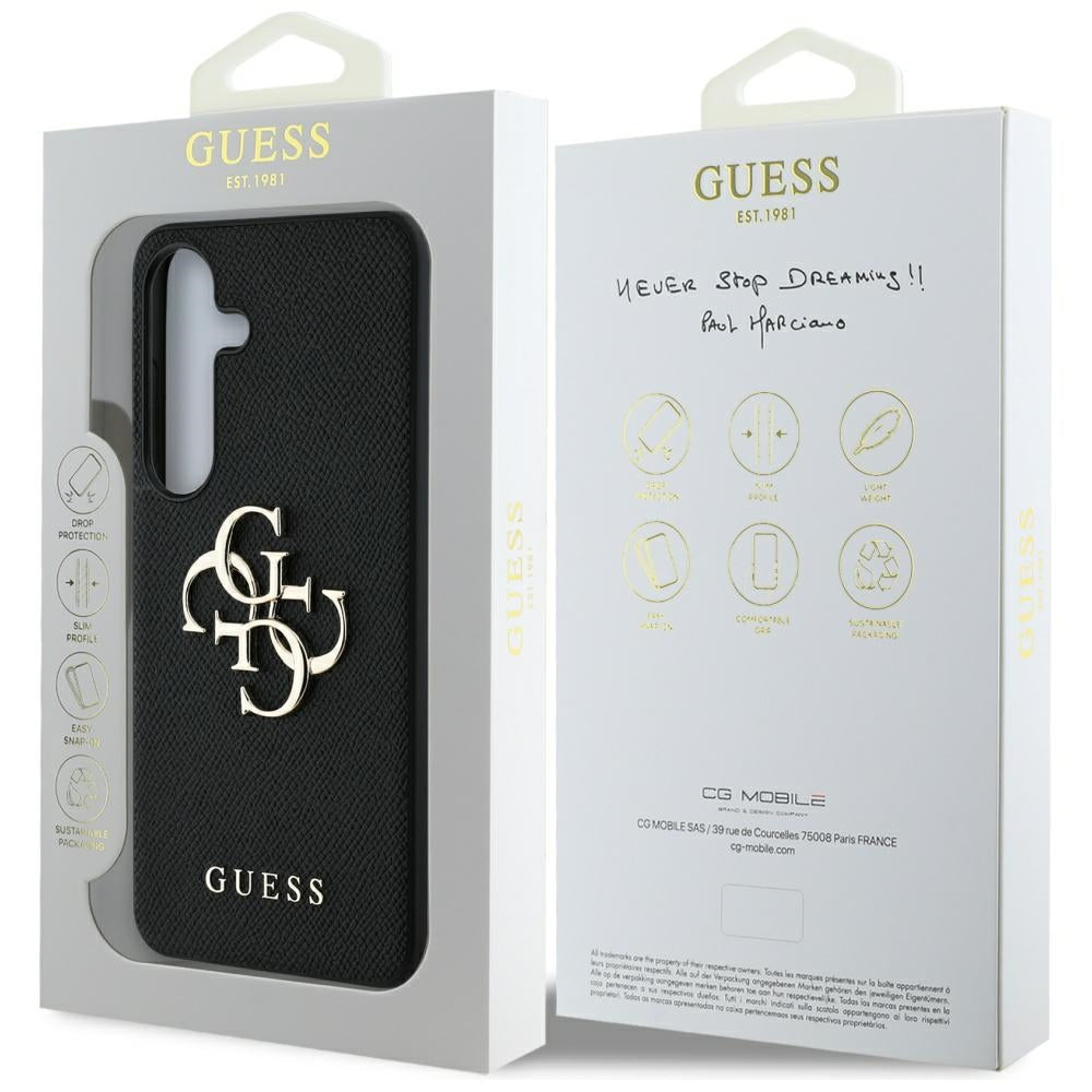 Калъф за Samsung Galaxy S25+ S936, Guess, 4G Grained Big and Classic Logo, Черен