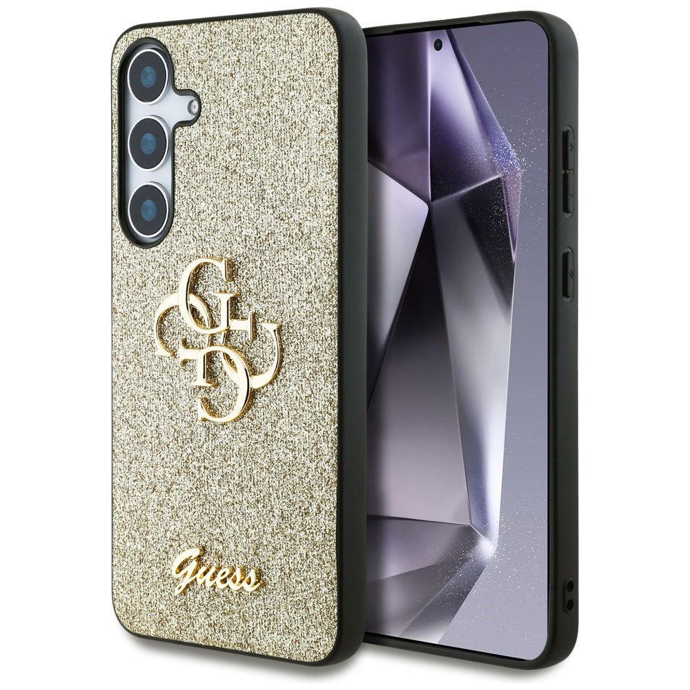 Калъф за Samsung Galaxy S25+ S936, Guess, Glitter Big 4G Script, Златист