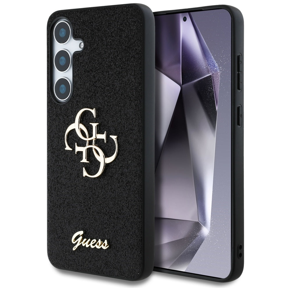 Калъф за Samsung Galaxy S25+ S936, Guess, Glitter Big 4G Script, Черен