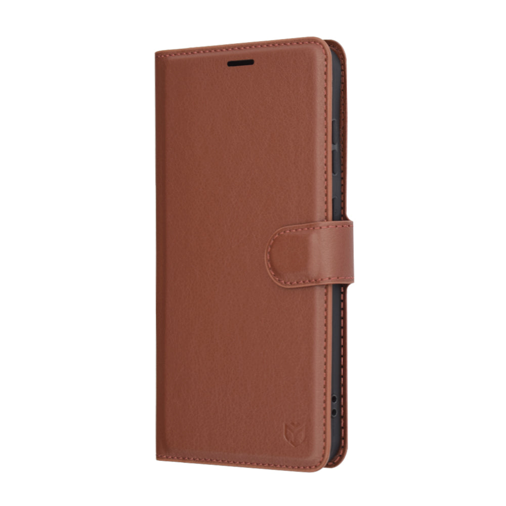 Калъф за Samsung Galaxy S25+ S936, Techsuit, кожен фолио, кафяв