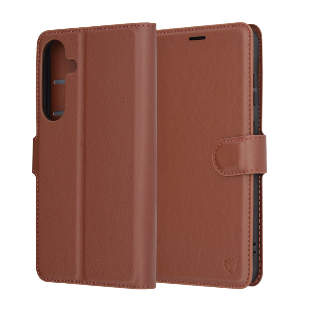 Калъф за Samsung Galaxy S25+ S936, Techsuit, кожен фолио, кафяв