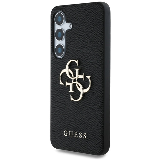 Калъф за Samsung Galaxy S25 S931, Guess, 4G Grained Big and Classic Logo, Черен