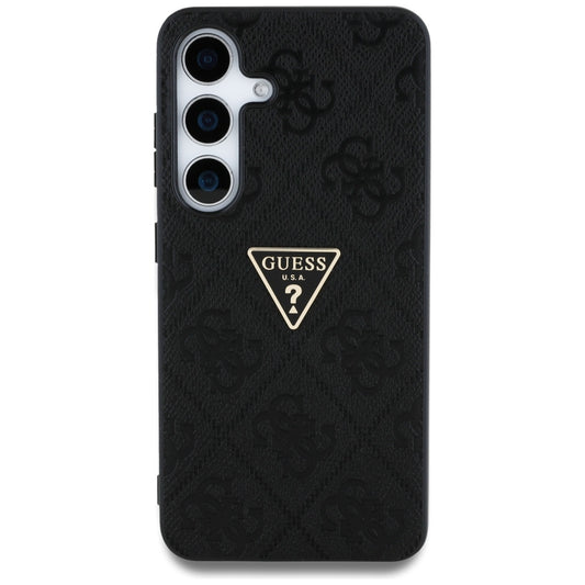 Калъф за Samsung Galaxy S25 S931, Guess, Grained Hot Stamp 4G Triangle, Черен