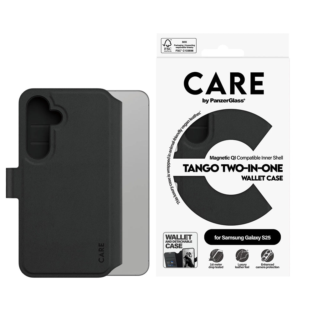 Калъф за Samsung Galaxy S25 S931, PanzerGlass, Care Feature Tango Two-in-One, Черен