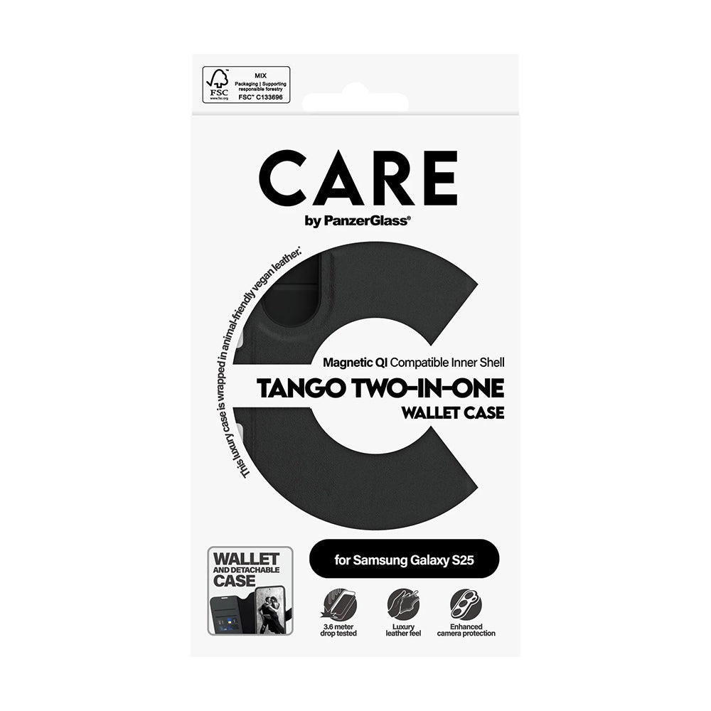 Калъф за Samsung Galaxy S25 S931, PanzerGlass, Care Feature Tango Two-in-One, Черен