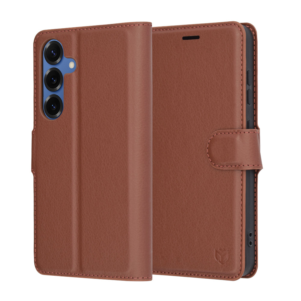 Калъф за Samsung Galaxy S25 S931, Techsuit, кожен фолио, кафяв