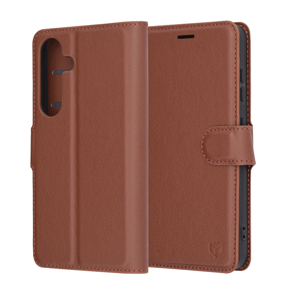 Калъф за Samsung Galaxy S25 S931, Techsuit, кожен фолио, кафяв