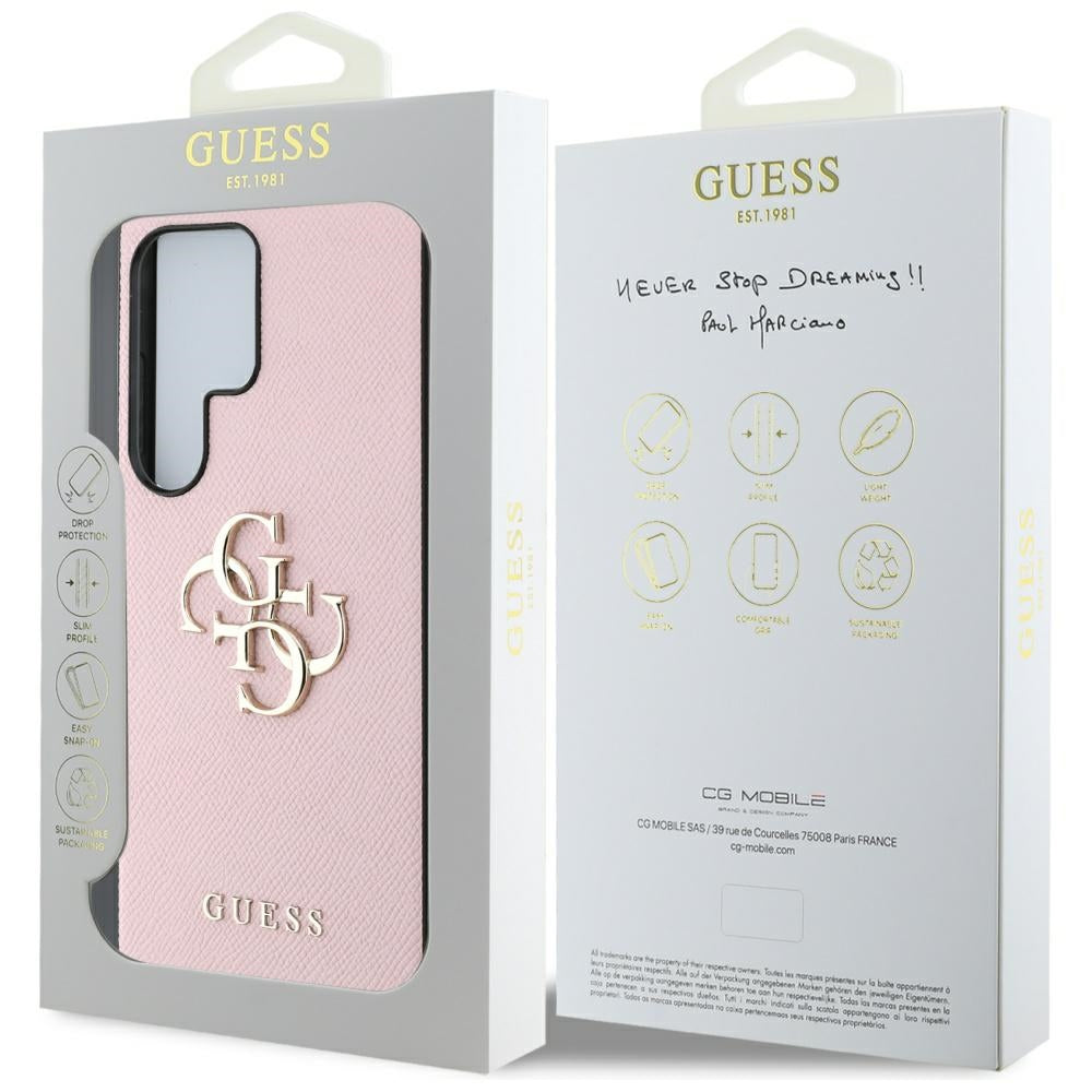Калъф за Samsung Galaxy S25 Ultra S938, Guess, 4G Grained Big and Classic Logo, Розов