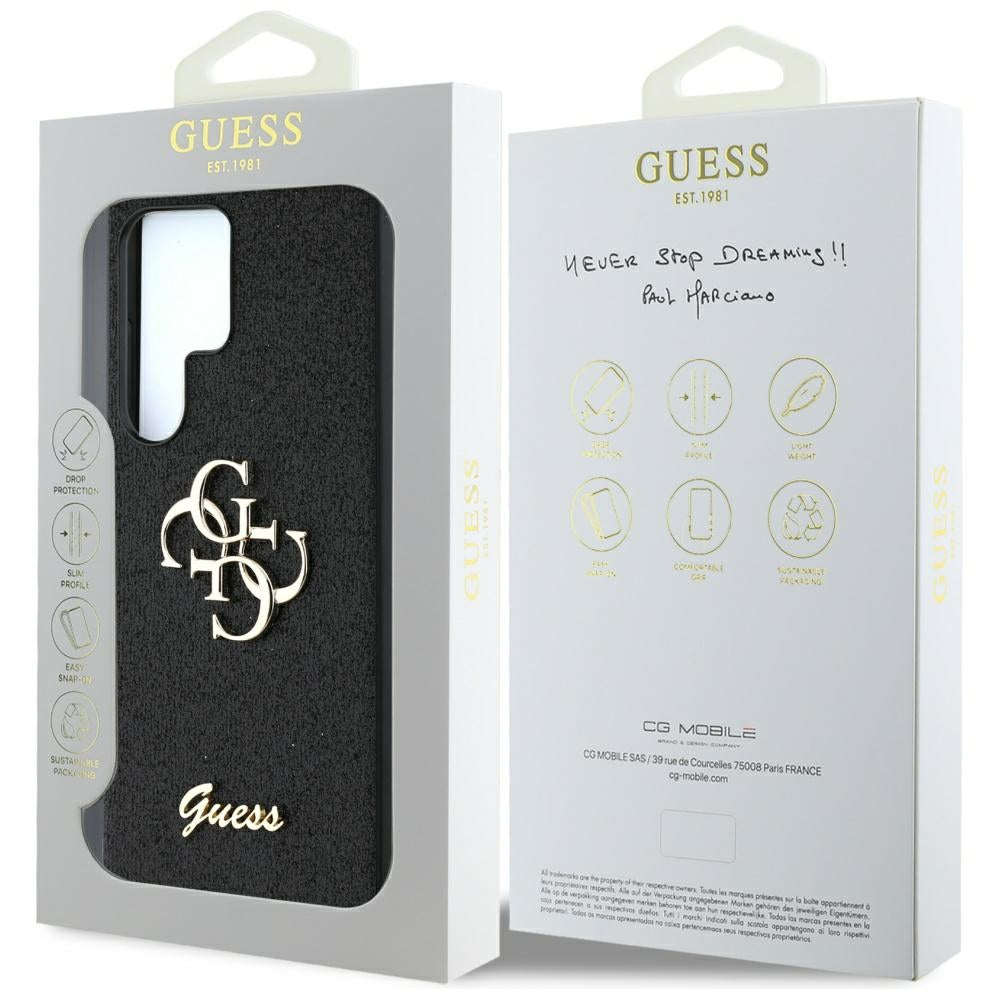 Калъф за Samsung Galaxy S25 Ultra S938, Guess, Glitter Big 4G Script, Черен
