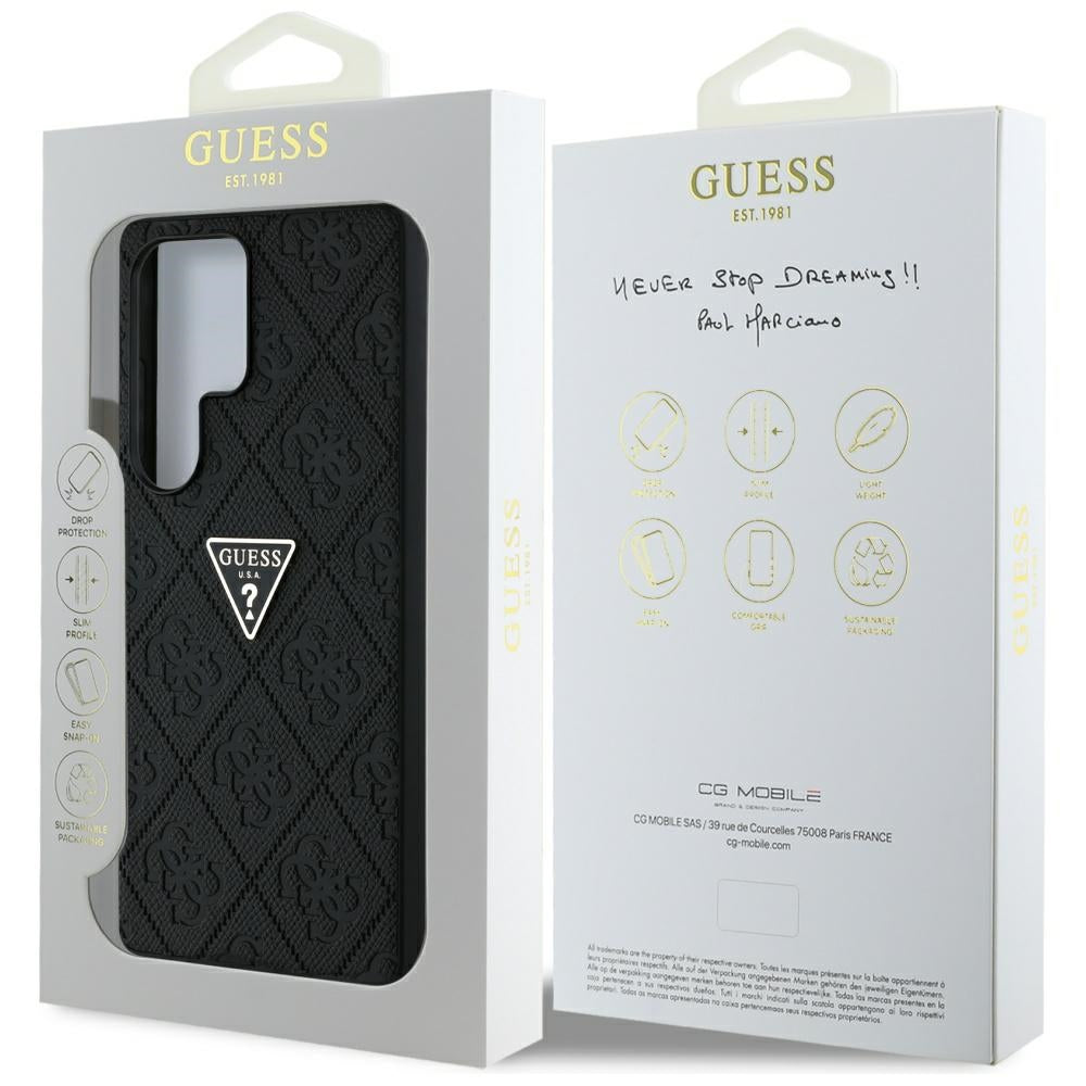 Калъф за Samsung Galaxy S25 Ultra S938, Guess, Grained Hot Stamp 4G Triangle, Черен