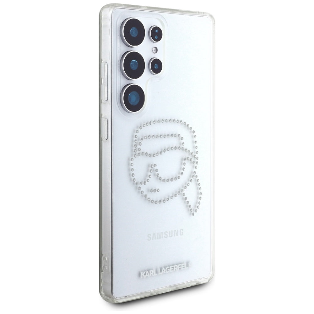 Калъф за Samsung Galaxy S25 Ultra S938, Karl Lagerfeld, IML Rhinestones Karl's Head, Прозрачен