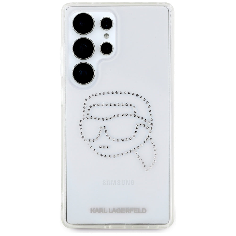Калъф за Samsung Galaxy S25 Ultra S938, Karl Lagerfeld, IML Rhinestones Karl's Head, Прозрачен