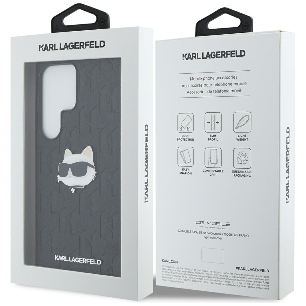 Калъф за Samsung Galaxy S25 Ultra S938, Karl Lagerfeld, Monogram Choupette's Head, Черен