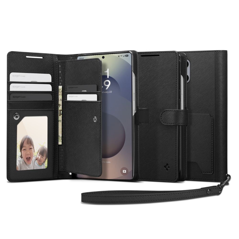 Калъф за Samsung Galaxy S25 Ultra S938, Spigen, Wallet S, Черен ACS09124