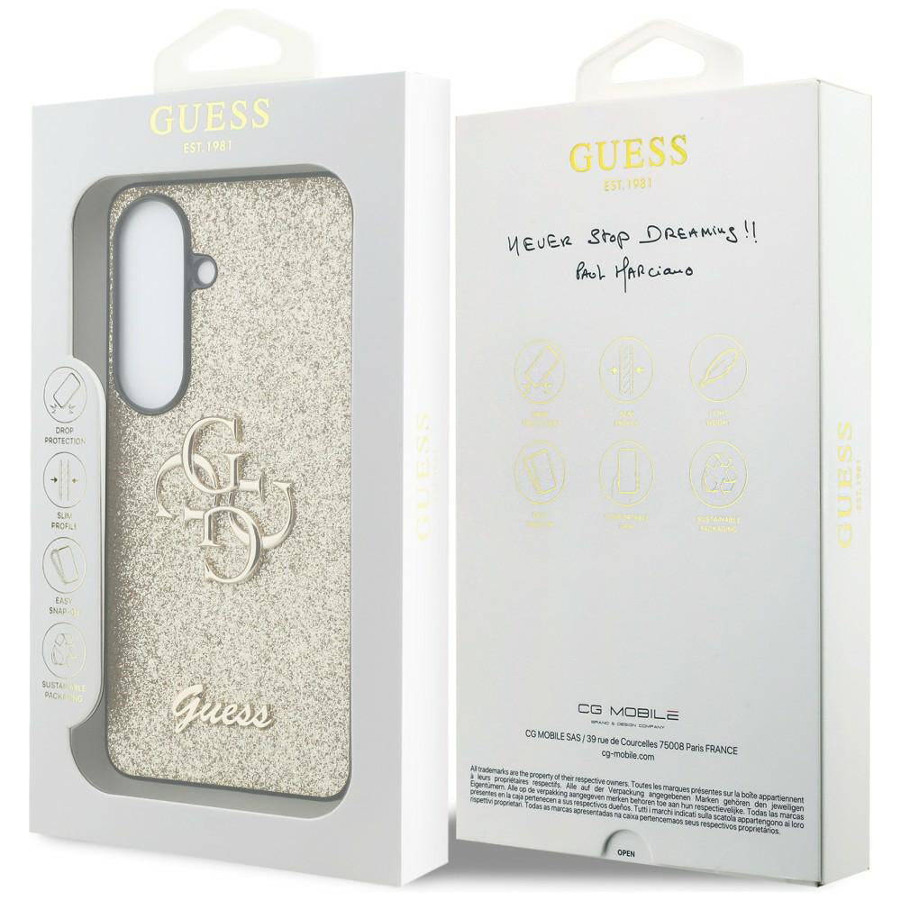 Калъф за Samsung Galaxy S26 S942, Guess, Fixed Glitter Big 4G Metal Frame, Златист
