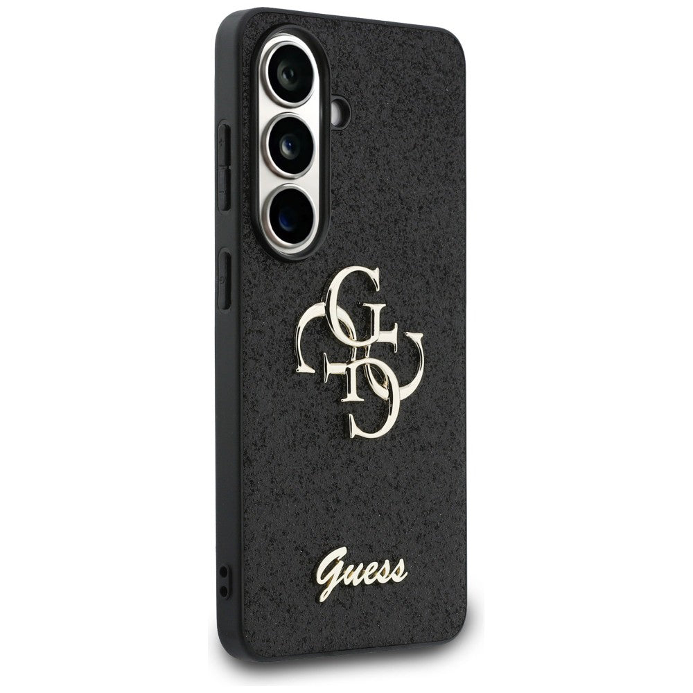 Калъф за Samsung Galaxy S26 S942, Guess, Fixed Glitter Big 4G Metal Frame, Черен