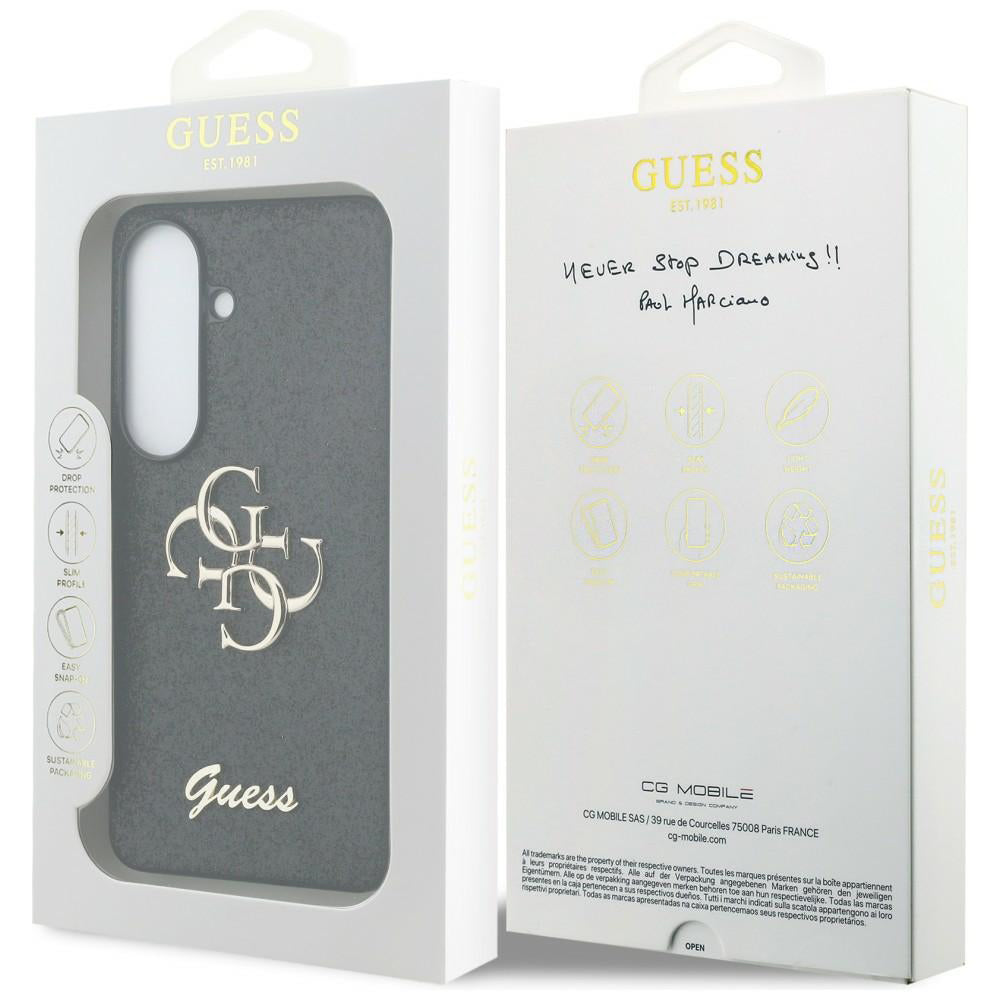 Калъф за Samsung Galaxy S26 S942, Guess, Fixed Glitter Big 4G Metal Frame, Черен