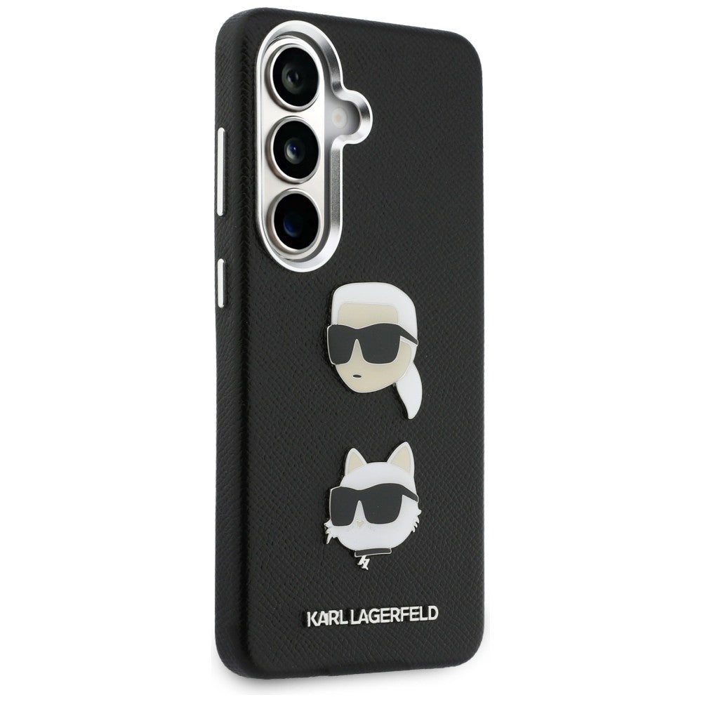 Калъф за Samsung Galaxy S26 Plus S947, Karl Lagerfeld, Saffiano Karl & Choupette's Head Pin, Черен