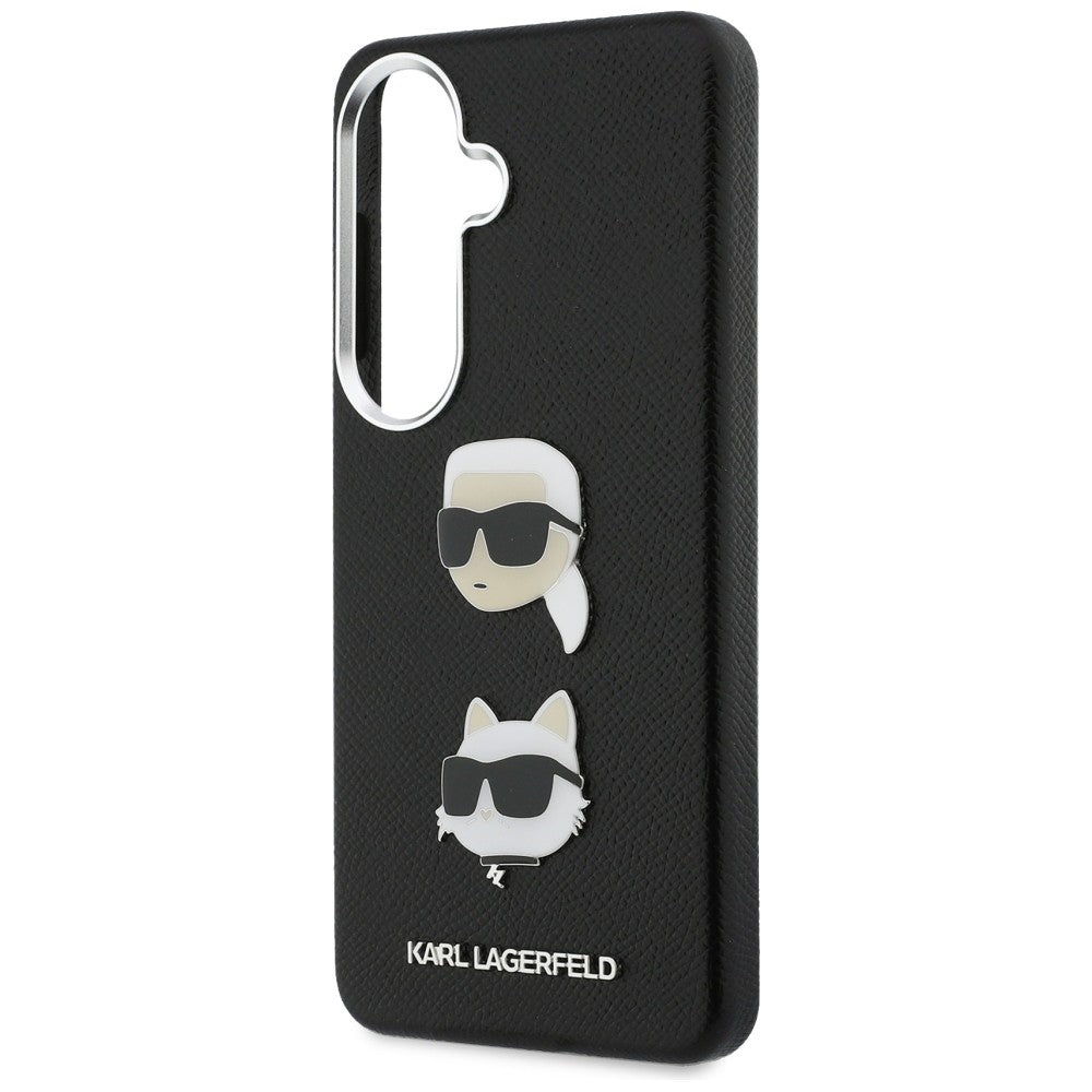 Калъф за Samsung Galaxy S26 Plus S947, Karl Lagerfeld, Saffiano Karl & Choupette's Head Pin, Черен