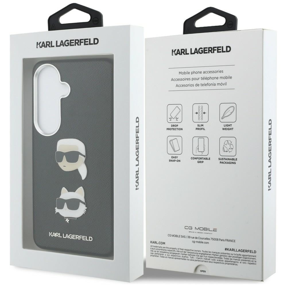 Калъф за Samsung Galaxy S26 Plus S947, Karl Lagerfeld, Saffiano Karl & Choupette's Head Pin, Черен