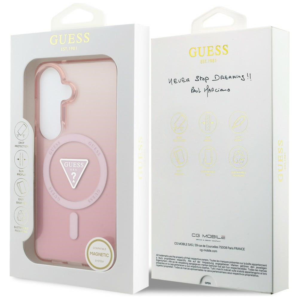 Калъф MagSafe за Samsung Galaxy S26 S942, Guess, IML Gradient Triangle Logo, Розов