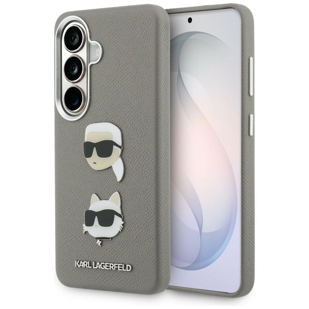 Калъф за Samsung Galaxy S26 S942, Karl Lagerfeld, Saffiano Karl & Choupette's Head Pin, Сив