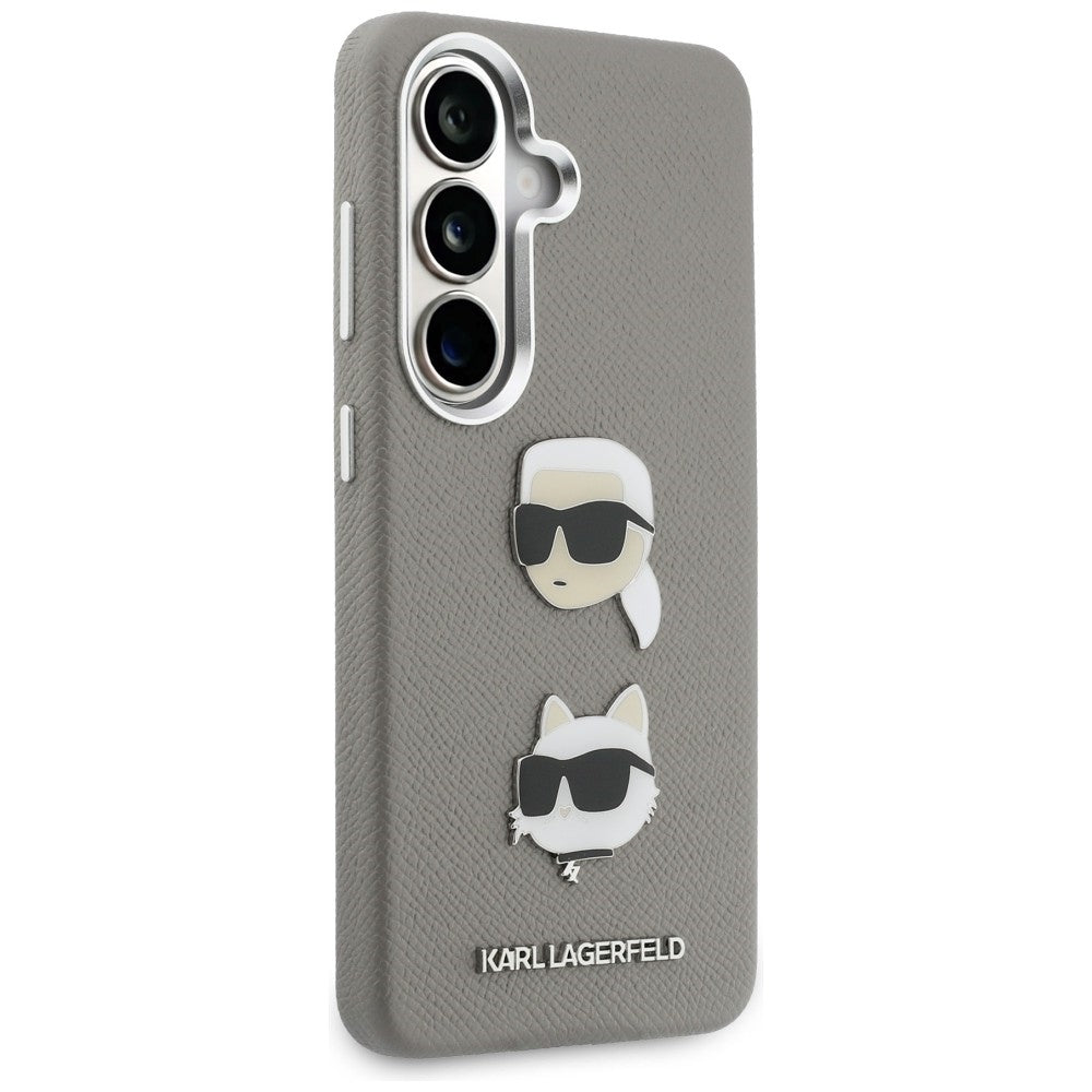 Калъф за Samsung Galaxy S26 S942, Karl Lagerfeld, Saffiano Karl & Choupette's Head Pin, Сив