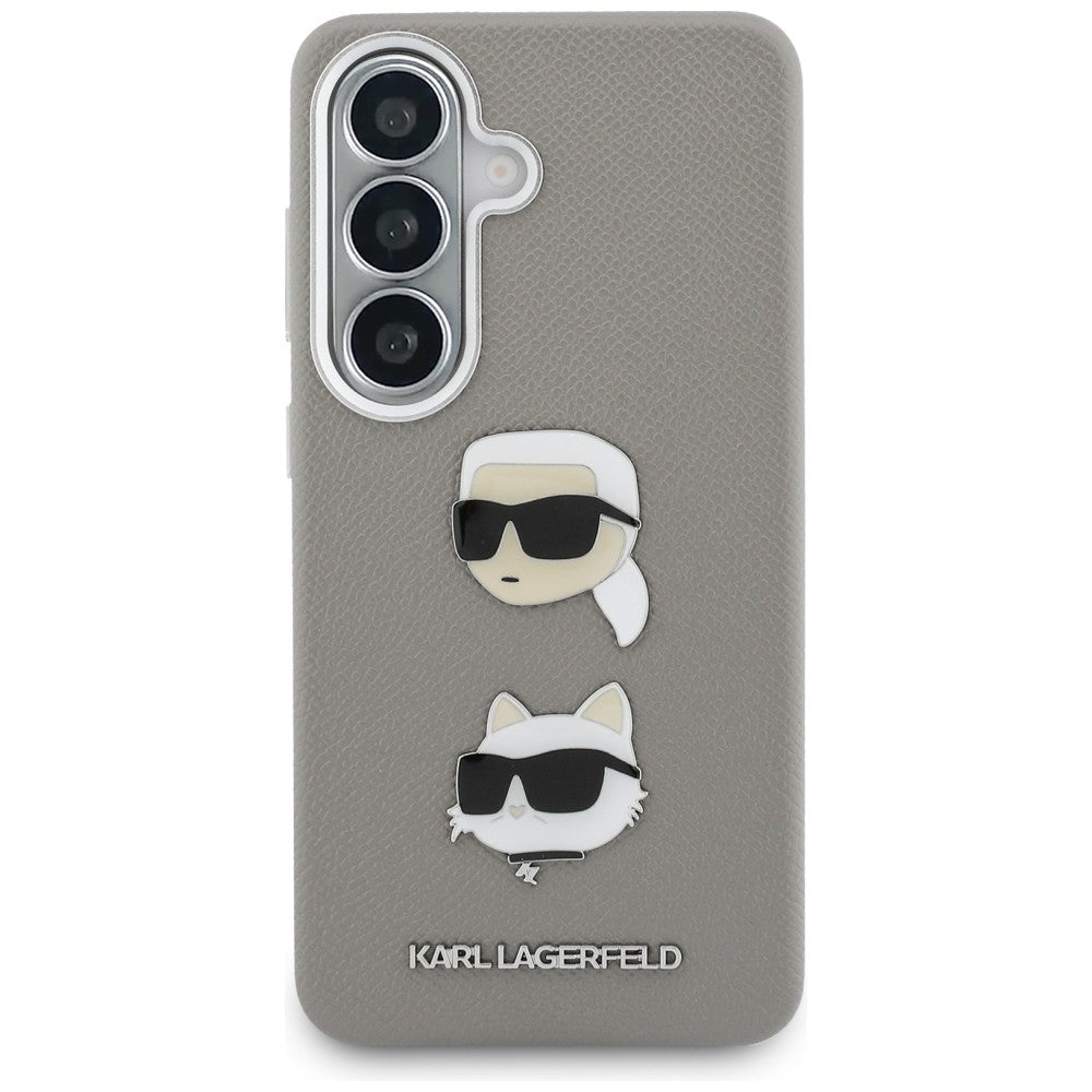 Калъф за Samsung Galaxy S26 S942, Karl Lagerfeld, Saffiano Karl & Choupette's Head Pin, Сив