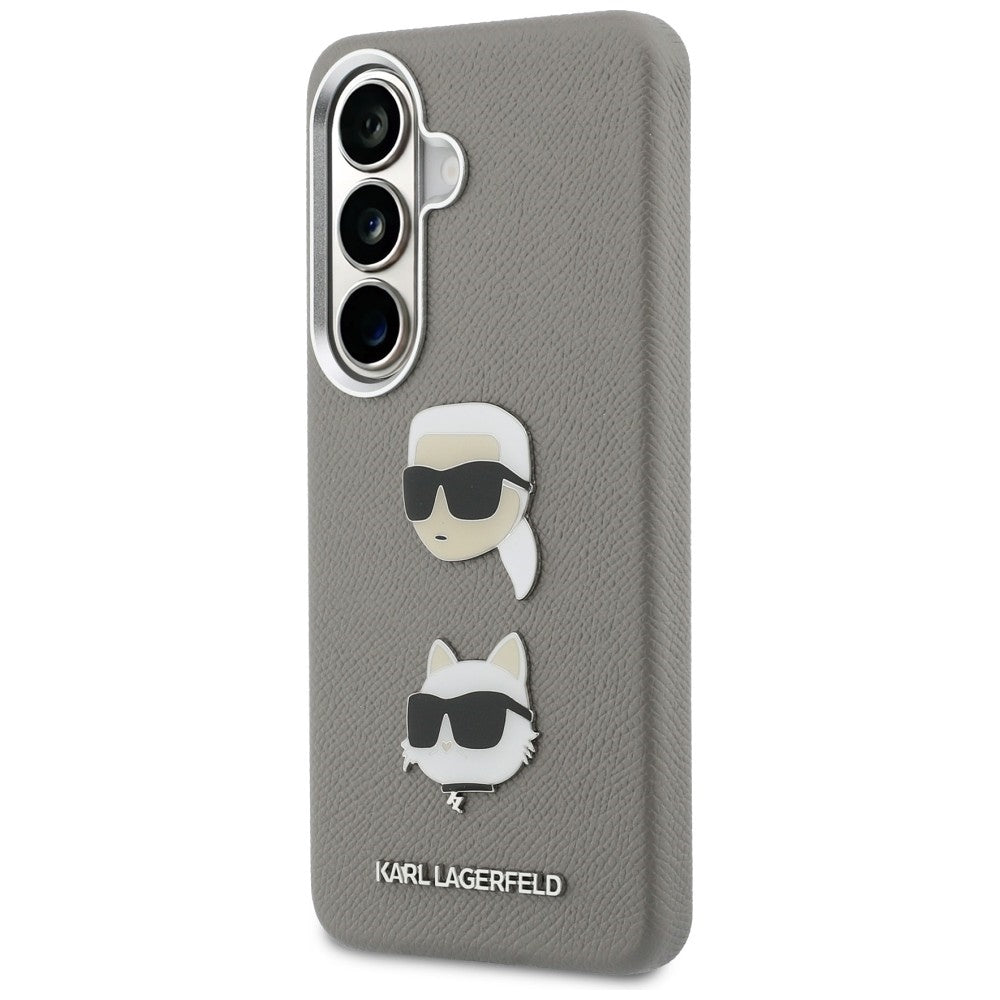 Калъф за Samsung Galaxy S26 S942, Karl Lagerfeld, Saffiano Karl & Choupette's Head Pin, Сив
