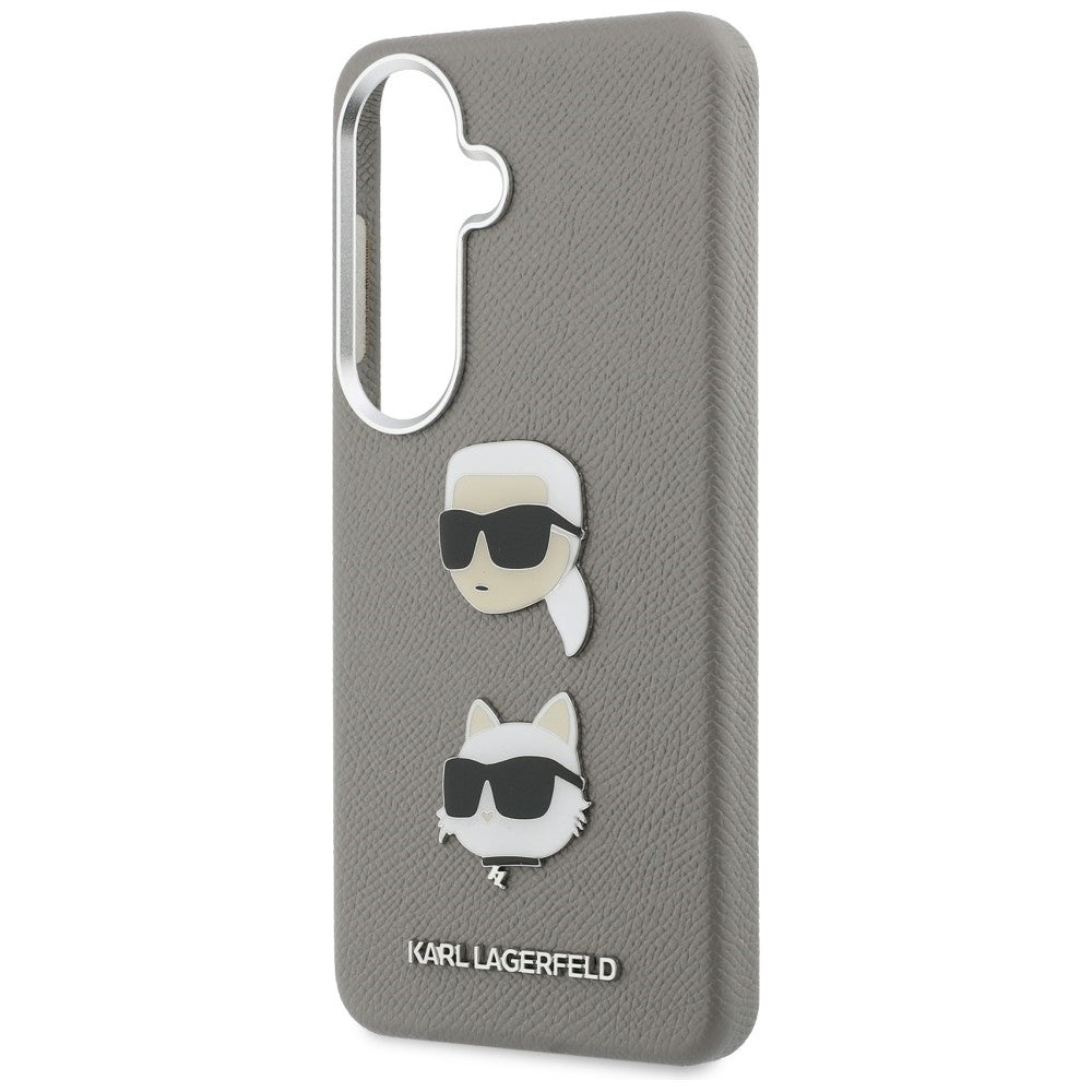 Калъф за Samsung Galaxy S26 S942, Karl Lagerfeld, Saffiano Karl & Choupette's Head Pin, Сив