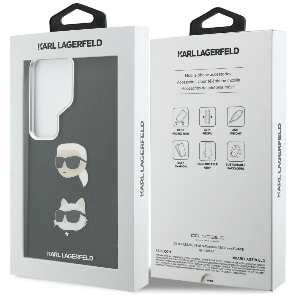 Калъф за Samsung Galaxy S26 Ultra S948, Karl Lagerfeld, Saffiano Karl & Choupette's Head Pin, Черен