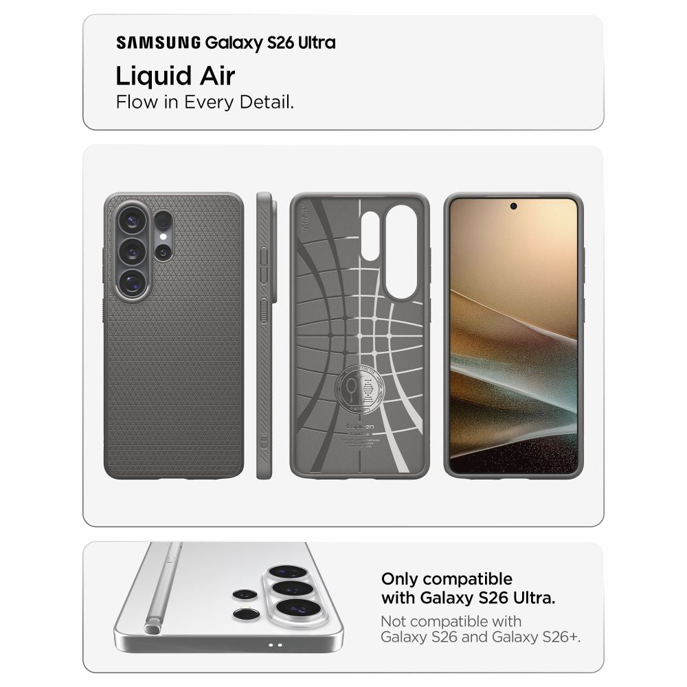 Калъф за Samsung Galaxy S26 Ultra S948, Spigen, Liquid Air, Сив ACS11205
