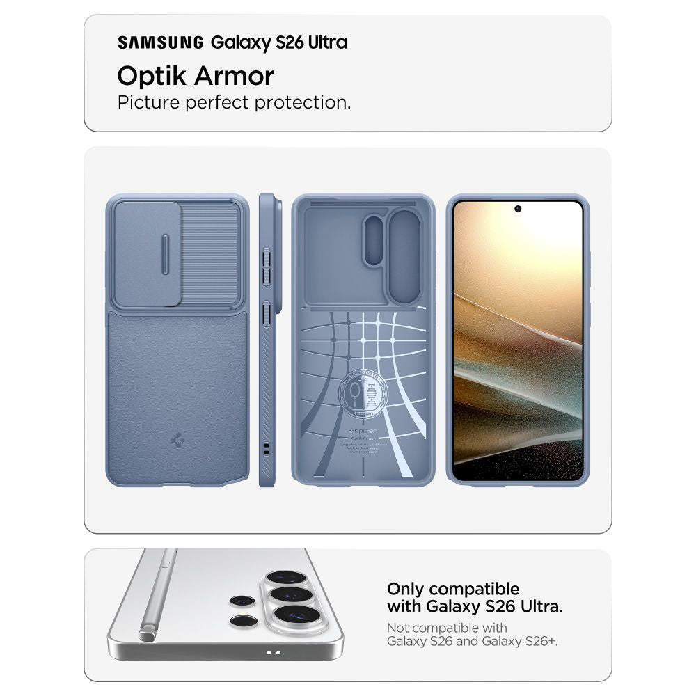 Case for Samsung Galaxy S26 Ultra S948, Spigen, Optik Armor, Blue ACS11226
