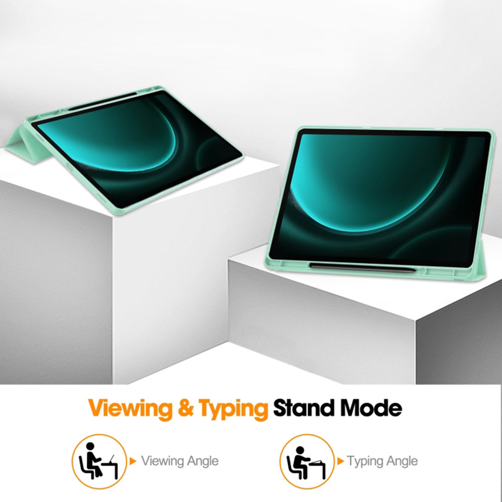 Калъф за Samsung Galaxy Tab S10+ / Tab S9 FE+ / Tab S9+, Techsuit, Flex Trifold, Зелен Матча