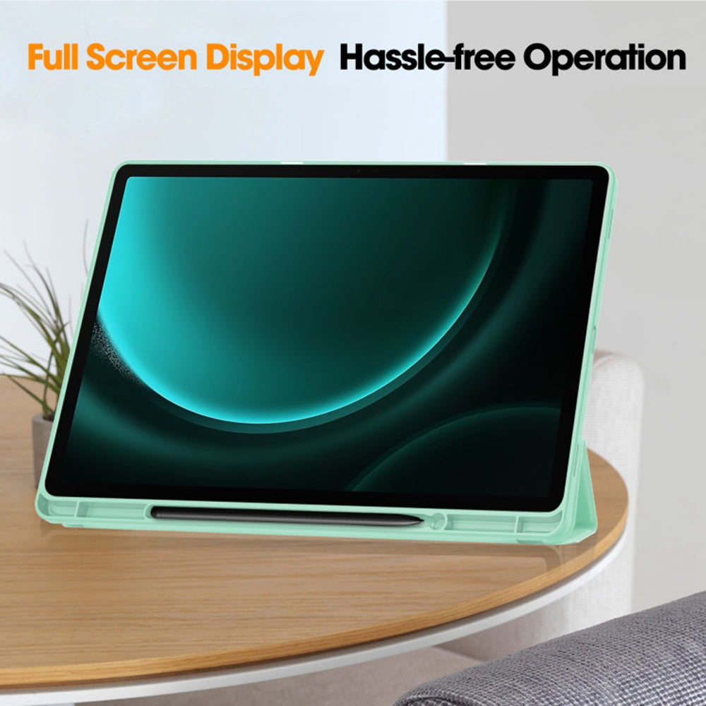 Калъф за Samsung Galaxy Tab S10+ / Tab S9 FE+ / Tab S9+, Techsuit, Flex Trifold, Зелен Матча