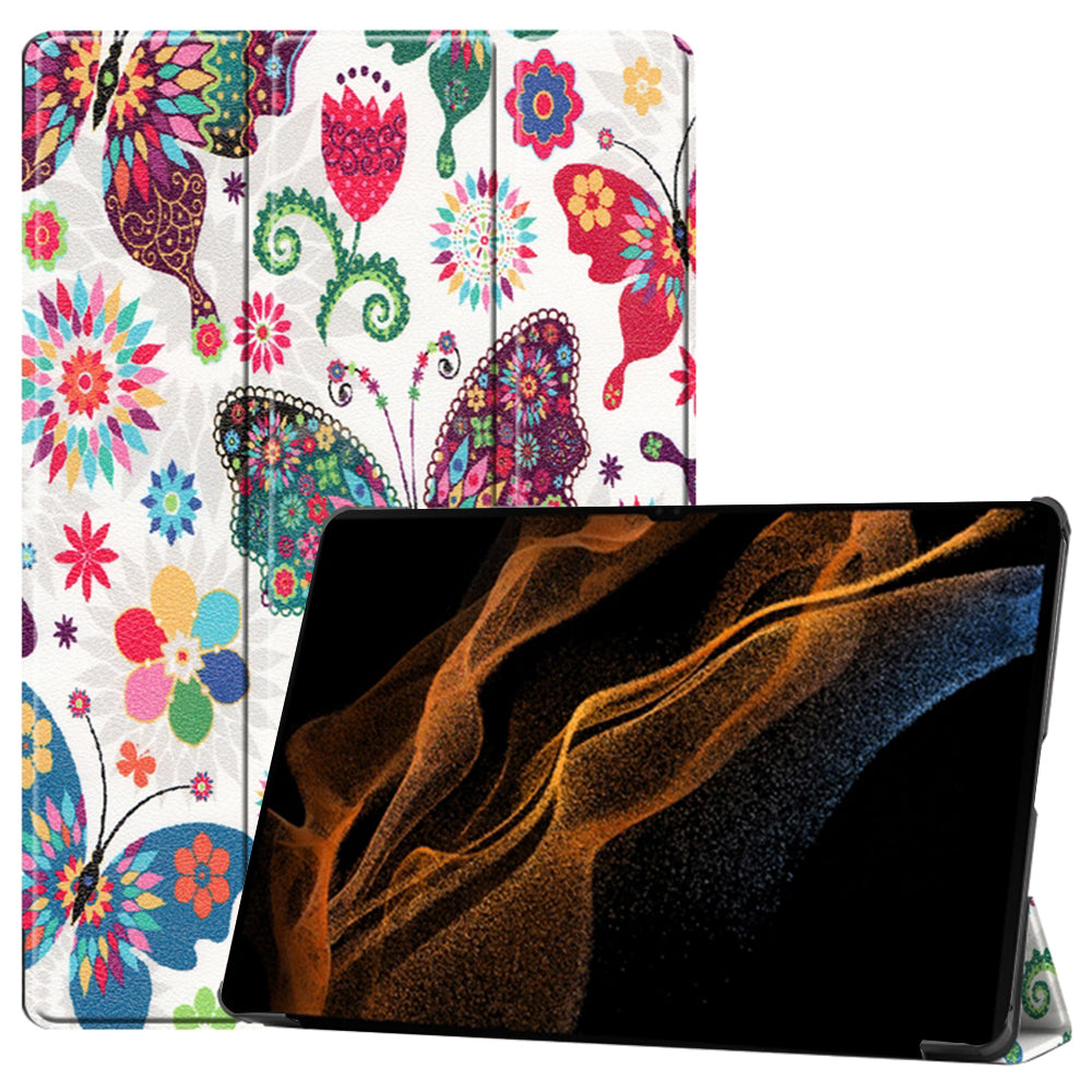 Калъф за Samsung Galaxy Tab S10 Ultra / Tab S9 Ultra / Tab S8 Ultra, Techsuit, FoldPro Butterfly, Многоцветен
