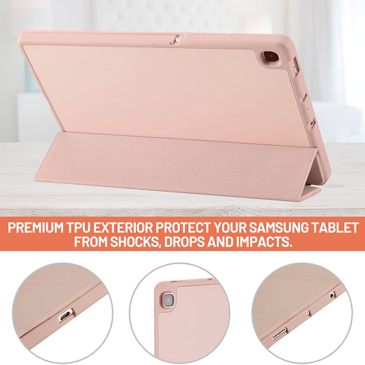 Калъф за Samsung Galaxy Tab S6 Lite (2024) / Tab S6 Lite (2022) / Tab S6 Lite (2020), Techsuit, Flex Trifold, Розов
