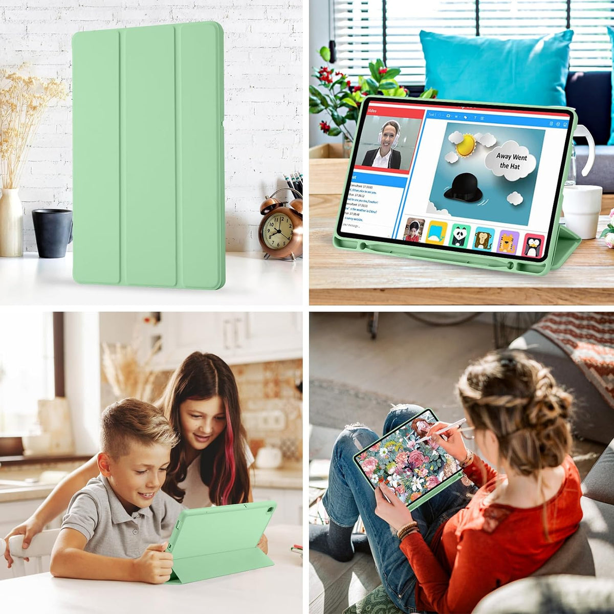 Калъф за Samsung Galaxy Tab S6 Lite (2024) / Tab S6 Lite (2022) / Tab S6 Lite (2020), Techsuit, Flex Trifold, Зелен Матча