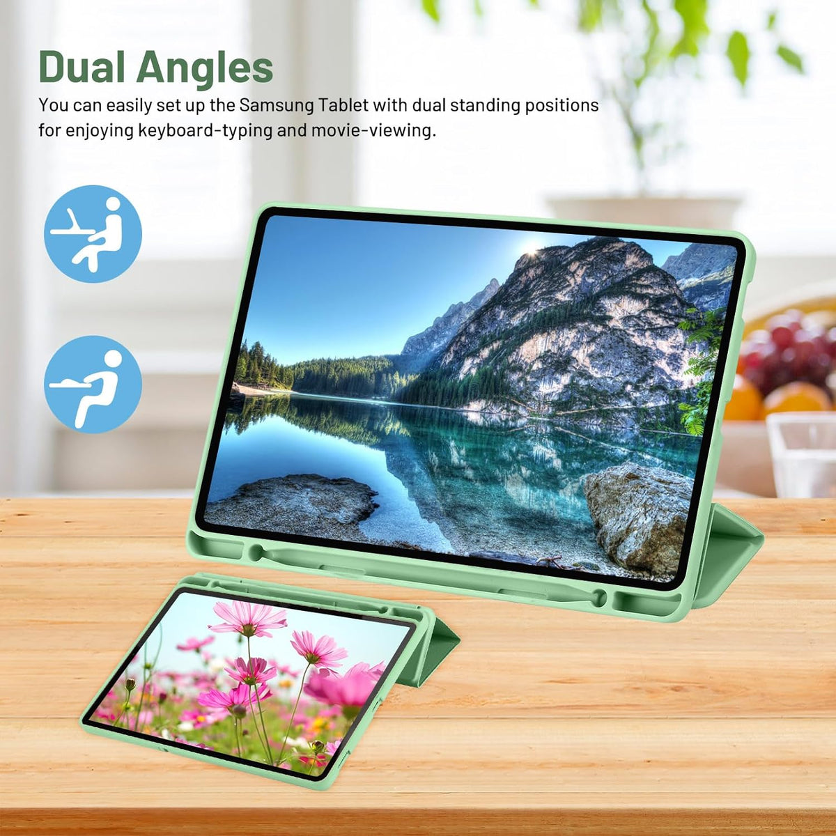 Калъф за Samsung Galaxy Tab S6 Lite (2024) / Tab S6 Lite (2022) / Tab S6 Lite (2020), Techsuit, Flex Trifold, Зелен Матча