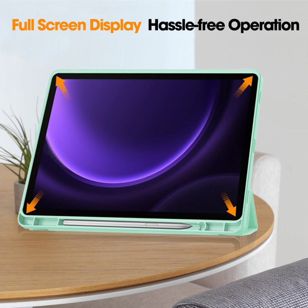 Калъф за Samsung Galaxy Tab S9 FE / Tab S9 / Tab S10 FE, Techsuit, Flex Trifold, Зелен Матча