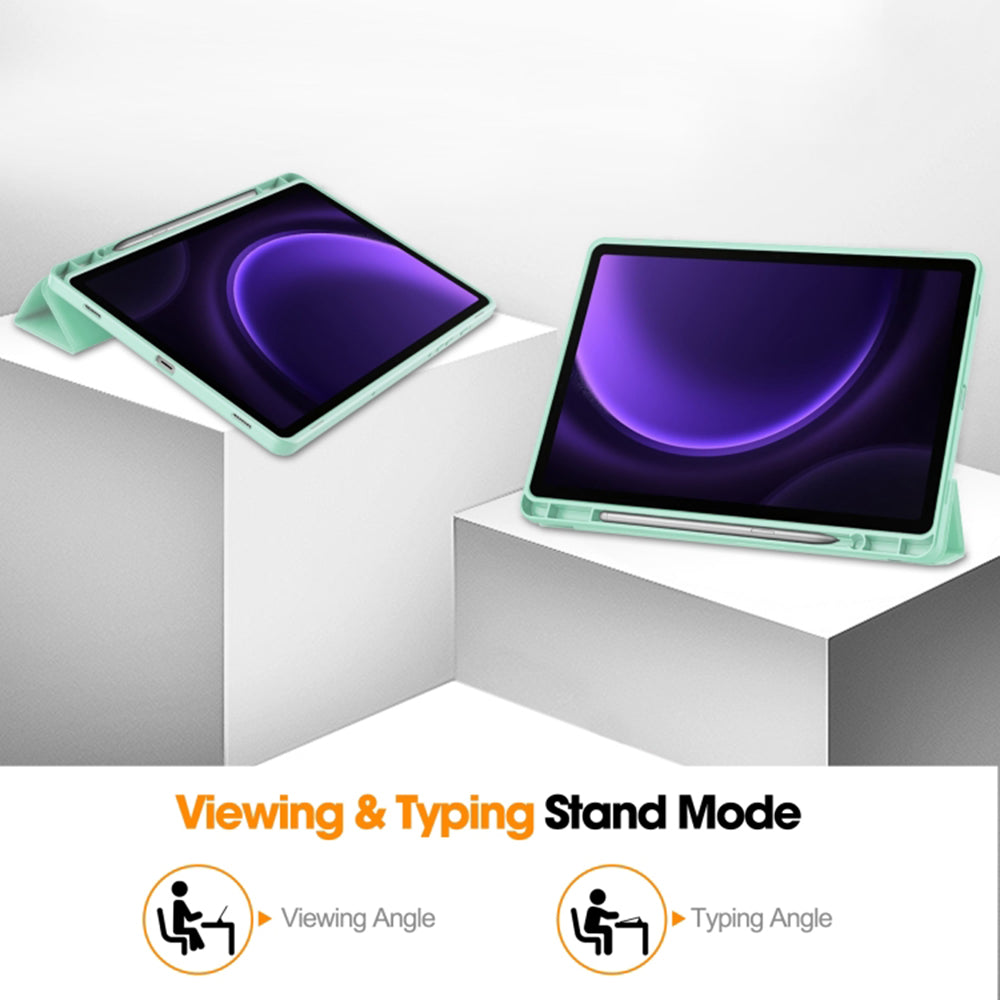 Калъф за Samsung Galaxy Tab S9 FE / Tab S9 / Tab S10 FE, Techsuit, Flex Trifold, Зелен Матча